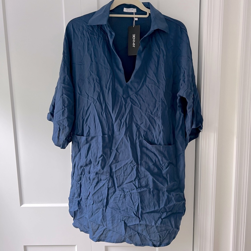 Navy Blue Beach Coverup Tunic Dress
